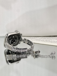 Correa de reloj con cadena de flores y diamantes de imitación, correa de lujo con cristales para mujer, accesorio de joyería para reloj inteligente - Product Image 4