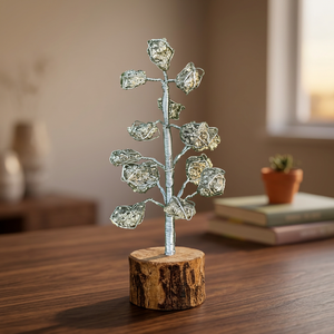 NOBLESTONE GEMS Arbre en cristal de pyrite naturelle sculpté, sculpture florale en pierre, minéral doré pour la maison, Feng Shui, cadeau de Noël - Product Image 5