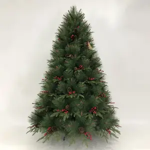 210cmPVCクリスマスツリーPE & パインニードルレッドベリーとパインコーンの混合クリスマスツリー