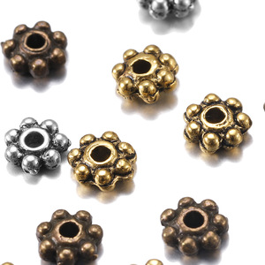Antique Gold Mixed Color Flower Shape Alloy <b>Spacer</b> Beads For Jewelry Making 7 Petal Metal Beads Craft Accessories - Product Image 2