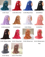 Hijab personnalisé écharpe ethnique châles filles Six fleurs arabe vente en gros Hijabs musulmans pour les enfants
