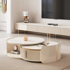 Bộ bàn ghế phòng khách gỗ sồi/bạch dương, bàn trà có thể thu gọn, màu sắc tùy chỉnh, dành cho khách sạn - Product Image 2