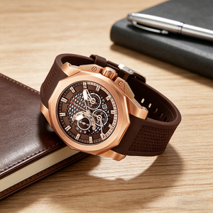 นาฬิกาควอตซ์โครโนกราฟสุดหรูสำหรับผู้ชาย สายซิลิโคน เรืองแสง กันน้ำ นาฬิกาข้อมือแบบกำหนดเองสำหรับผู้ชาย - Product Image 4