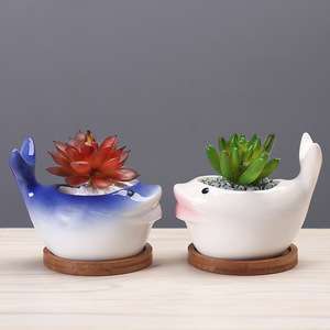 Design moderne transfrontalier pour <span class=keywords><strong>Amazon</strong></span> <span class=keywords><strong>Pot</strong></span> <span class=keywords><strong>de</strong></span> <span class=keywords><strong>fleur</strong></span> charnu intérieur série océan dessin animé <span class=keywords><strong>Pot</strong></span> <span class=keywords><strong>de</strong></span> plante en céramique approvisionnement créatif - Product Image 4