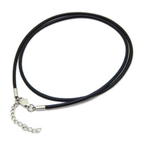 Collier cordon en cuir tressé noir ciré de 3mm fermoir en acier inoxydable pour cadeau bijoux femmes hommes