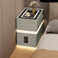 Mesita de Noche Moderna de Madera Maciza con Cerradura y 2 Cajones, Gabinete con Carga Inalámbrica Inteligente, Color Personalizado, Almacenamiento para Dormitorio