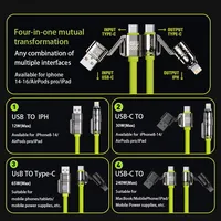 Kabel Silikon Cair 4-in-1 USB-A/Type-C/ Pengisian Daya Super Cepat 240W untuk IPhone8-16 ProMax iPad Notebook Tablet Ponsel