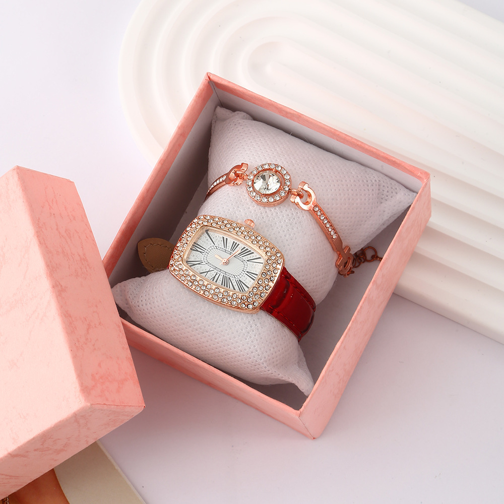 Coffret montre et bracelet rouge