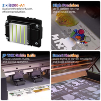 LEAF Impresora DTF Impresora 60cm A3 2 * i3200 Cabezales Impresoras Dtf Transferencia Camiseta DTF Impresora de inyección de tinta con agitación de polvo