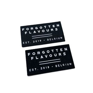 Sew on Customized Brand <b>Name</b> Logo Hot Cut Tags Weaving Woven Knitted Hat <b>Labels</b> With Non Fabric Backing - Product Image 3