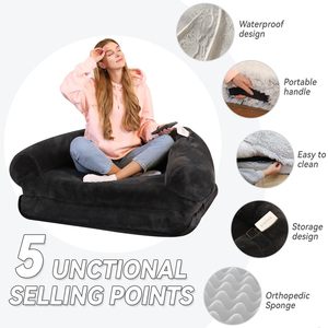 Nieuw Ontwerp Schuim Huisdier Grote Hond Bed Opvouwbare Hond Mens Slaapbank Waterdicht Pluche Orthopedische Hond Bed Luxe