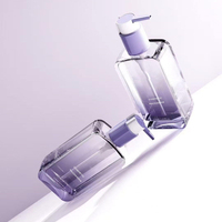 Flacon pompe carré de luxe en verre pour lotion, personnalisable avec étiquette privée, pour huile corporelle et soins cosmétiques