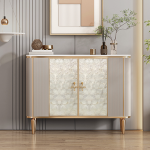 ตู้ไซด์บอร์ดหินอ่อนหลายขนาด, ตู้บุฟเฟ่ต์ลายเปลือกหอยทันสมัยพร้อมขาสีทอง, ตู้เก็บของสำหรับห้องนั่งเล่น - Product Image 3
