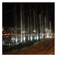Fontaine d'eau extérieure pour jardin et piscine avec spectacle de jets d'eau dansants à LED et fontaine décorative, installation sur site