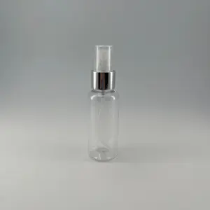 Envase cosmético PET transparente de 70ml al por mayor botella de perfume de plástico con pulverizador 24/410 pulverizador de niebla de aluminio