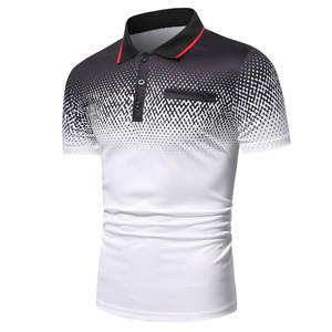 Polo de golf de hombre uniforme de algodón y poliéster al por mayor Polo de manga corta con logotipo bordado impresión por sublimación personalizada - Product Image 5