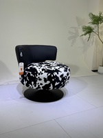 Fauteuil chaise longue en cuir de style français, couleur crème, revêtement en tissu, design pivotant pour petits appartements