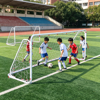 Léger et robuste, diamètre extérieur de 32 mm Ensemble de buts de football pour jeunes en fer, mobiles, réglables, faciles à assembler, pour l'école, le parc, l'entraînement