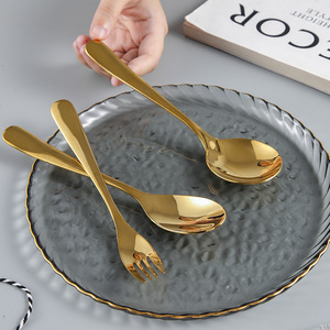 Juego de tenedor y cuchara de acero inoxidable 304, vajilla nórdica de estilo sencillo con espejo pulido para comer postre y sopa - Product Image 4