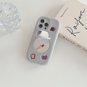 Funda de silicona con diseño de brillo labial y lazo para iPhone 17 16 15 Pro Max, soporte para café, espejo y tinte labial/bálsamo - Product Image 5