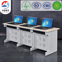 Bureau d'ordinateur moderne pour école, design scolaire, avec écran LCD encastré, rabattable et dissimulé, en métal de qualité supérieure