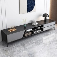 Console multimédia XINGRUO en mélamine MDF gris aurore obsidienne, prête pour les projets d'hôtels et d'appartements