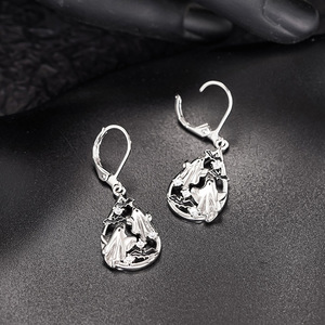 Orecchini a Goccia Smaltati con Fantasma e Pipistrello per Halloween, Gioielli di Moda Spettrale per Donne - Product Image 6