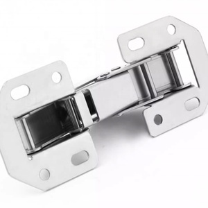Charnière à ressort en métal de 3 pouces, sans perçage, à montage en surface, dissimulée, pour armoire, finition nickel moderne, pour salon, bureau à domicile, cuisine - Product Image 4