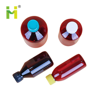 Bouteilles de sirop contre la toux en PET ambré cylindriques de 300 ml avec bouchon rond inviolable et anti-fuite