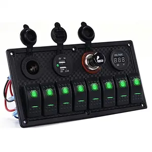 8 Gang Marine Boat Rocker Switch Panel 12V 24V Waterproof RV Led Switch Panel for Car Truck Marine Boat