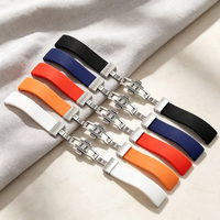 Bracelet en silicone étanche de qualité supérieure 14mm 16mm 18mm Bracelet de montre en caoutchouc avec fermoir papillon en acier inoxydable 20mm 22mm 24mm