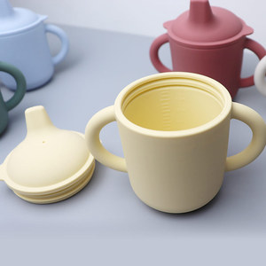 Gobelet pour bébé avec paille en silicone, doubles poignées, bec de canard, résistant aux hautes températures, anti-chute, anti-fuite - Product Image 1