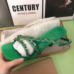 Chaussures de soirée bleu royal/vert, design sexy, mules tendance, talons carrés sexy pour l'été - Product Image 6