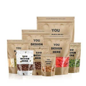 Thân Thiện Với Môi Tùy Chỉnh Đứng <span class=keywords><strong>Pouch</strong></span> Bao Bì Túi Phân Hủy Sinh Học PLA Craft Giấy Kraft Cho Thực Phẩm Trái Cây Sấy Khô Ziplock Compostable Túi - Product Image 1