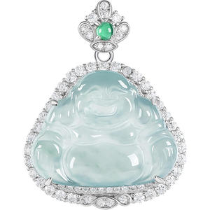 Pendentif Bouddha en Jadeite Naturelle, Incrusté d'Argent S925, Style Simple et Tendance, Accessoire Féminin, Certificat d'Expertise Inclus D825 - Product Image 5