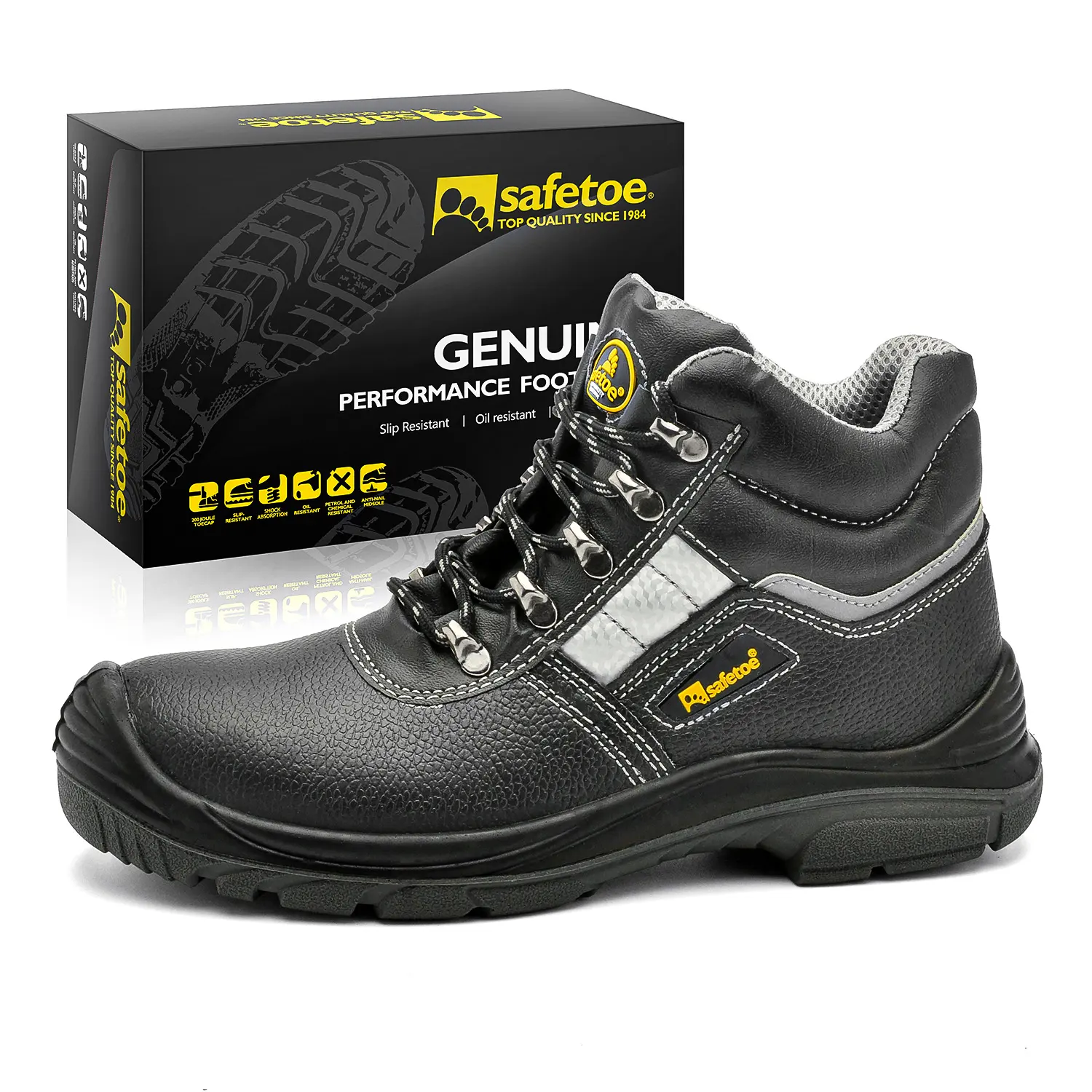 Steel Toe Punture Bukti Kulit Sapi Sepatu Safety M-8027