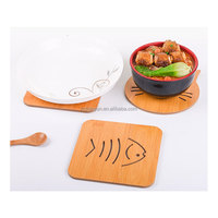 Sous-verres et tapis en feutre de bois naturel écologiques, résistants à la chaleur, diamètre 100 mm, épaisseur 10 mm, style bohème, pour la décoration de table