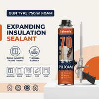 Mousse isolante expansive en polyuréthane 750 ml pour l'isolation thermique et le remplissage des espaces entre les cadres de portes et fenêtres