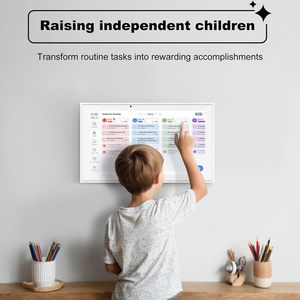 Calendario Digitale da Parete 10.1 Pollici Touchscreen con Grafico delle Attività e <span class=keywords><strong>Orari</strong></span> Familiari Full HD 1080P, Montaggio a Parete Incluso, Bianco - Product Image 4