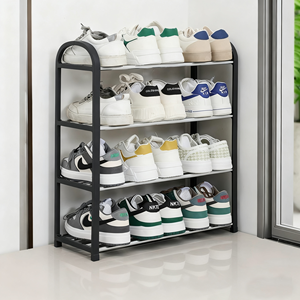 Étagère à chaussures autoportante à 4 niveaux en acier galvanisé antirouille, organisateur de chaussures pour entrée, idéal pour les petits espaces - Product Image 1