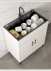 Fregadero <span class=keywords><strong>de</strong></span> Cocina Comercial <span class=keywords><strong>de</strong></span> <span class=keywords><strong>Acero</strong></span> <span class=keywords><strong>Inoxidable</strong></span> Grueso, Nuevo Fregadero Vertical Móvil <span class=keywords><strong>para</strong></span> Verduras con Soporte - Product Image 5