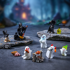 Mini-ornements créatifs en résine pour Halloween : Poupée Fantôme Grim Reaper, Perles Mignonnes, Accessoires à Suspendre DIY - Product Image 2