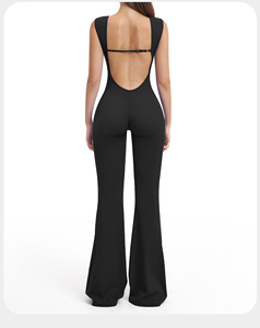 Spandex/Nylon Sports Yoga Beautiful-Back Jumpsuit Flared-Leg Fitness One-Piece Figure-Slimming For fitness and everyday wear - Product Image 4