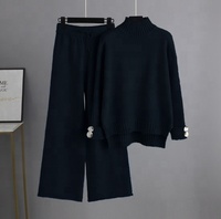Nouvel ensemble décontracté tricoté brodé pour femme Automne/Hiver 2026 – Pull col rond et pantalon ample deux pièces