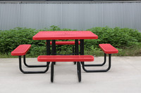 Restaurant rapide d'extérieur table de pique-nique commerciale en métal banc meubles de jardin table à manger en acier table basse de patio extérieur