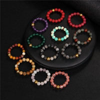 Bague délicate faite à la main pour femmes, minimaliste, en pierre naturelle améthyste de 4 mm, pierre scintillante, perles d'agate