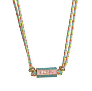 Vente en gros de cordon coloré de Bohème, collier pendentif en acier inoxydable époxy avec goutte d'huile, bijoux fantaisie gravés AMOUR HAPPY <span class=keywords><strong>LOVE</strong></span> - Product Image 6