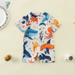 <span class=keywords><strong>Maillot</strong></span> <span class=keywords><strong>de</strong></span> <span class=keywords><strong>bain</strong></span> une pièce pour enfants, design demi-fermeture, manches courtes, en polyester, pour bébés <span class=keywords><strong>de</strong></span> 1 à 3 ans - Product Image 3