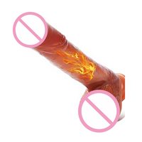 Dildo électrique télescopique automatique pour femmes adultes avec 3 modes de poussée, 5 modes de vibration et rotation, modèle en silicone souple Morgan
