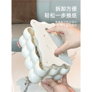 Boîte à mouchoirs de luxe avec mécanisme à ressort pour un retrait facile des mouchoirs, taille standard, matière pelucheuse, pour voiture et maison - Product Image 5